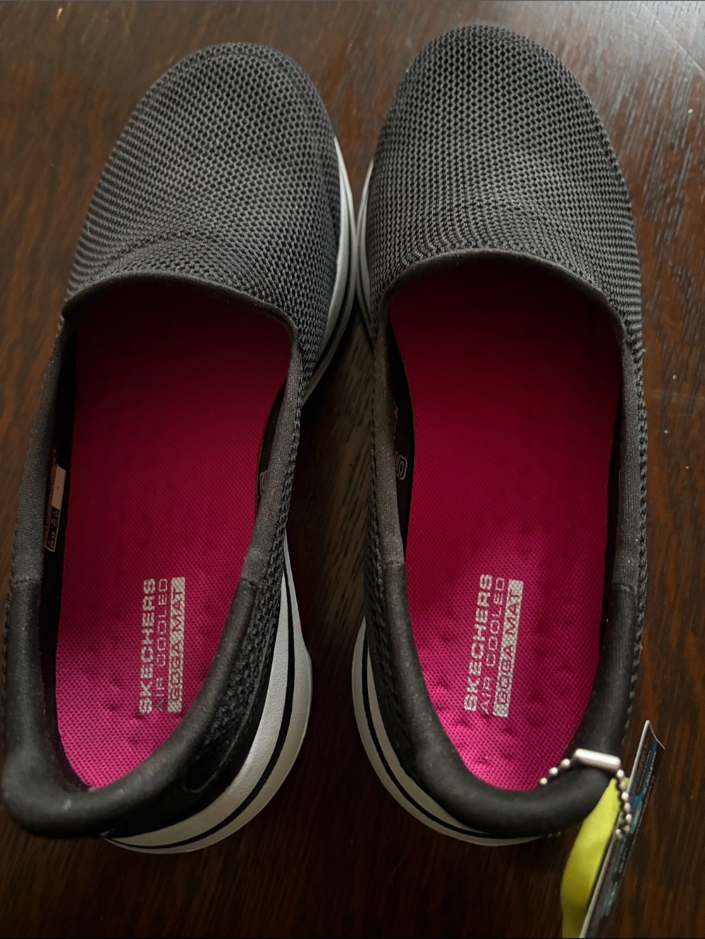 Skechers Gray Slip-On Knit Flats with Pink Insole